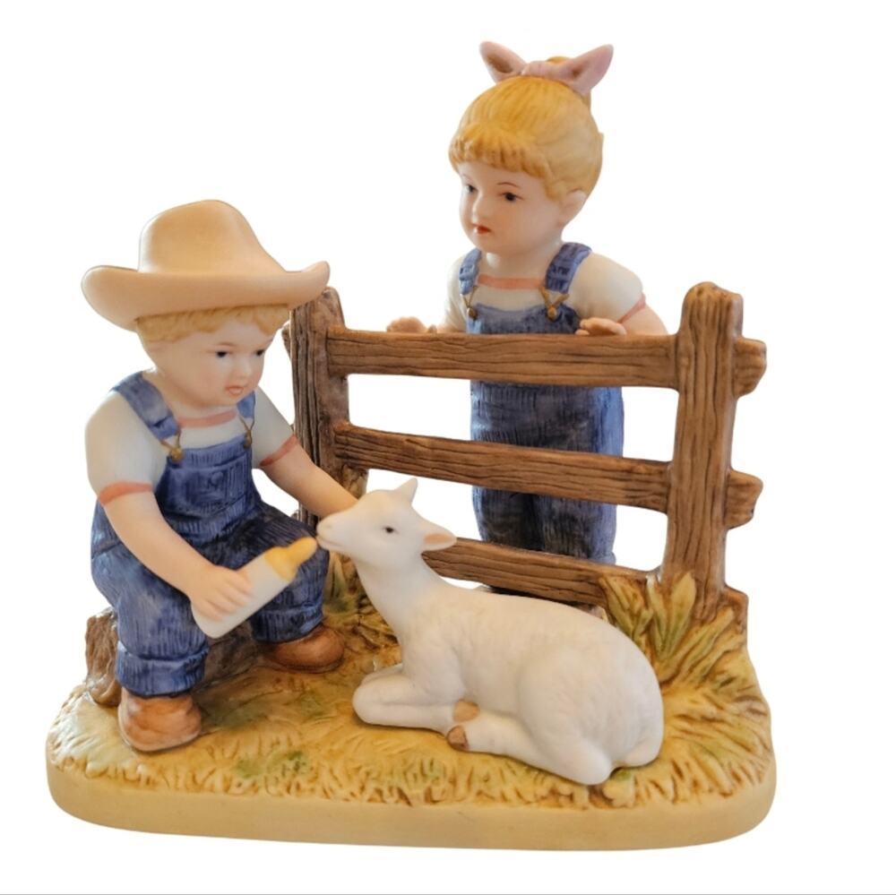 Vintage 1985 Homco Denim Days "Baby Goat" Porcelain Figurine, item # 8807